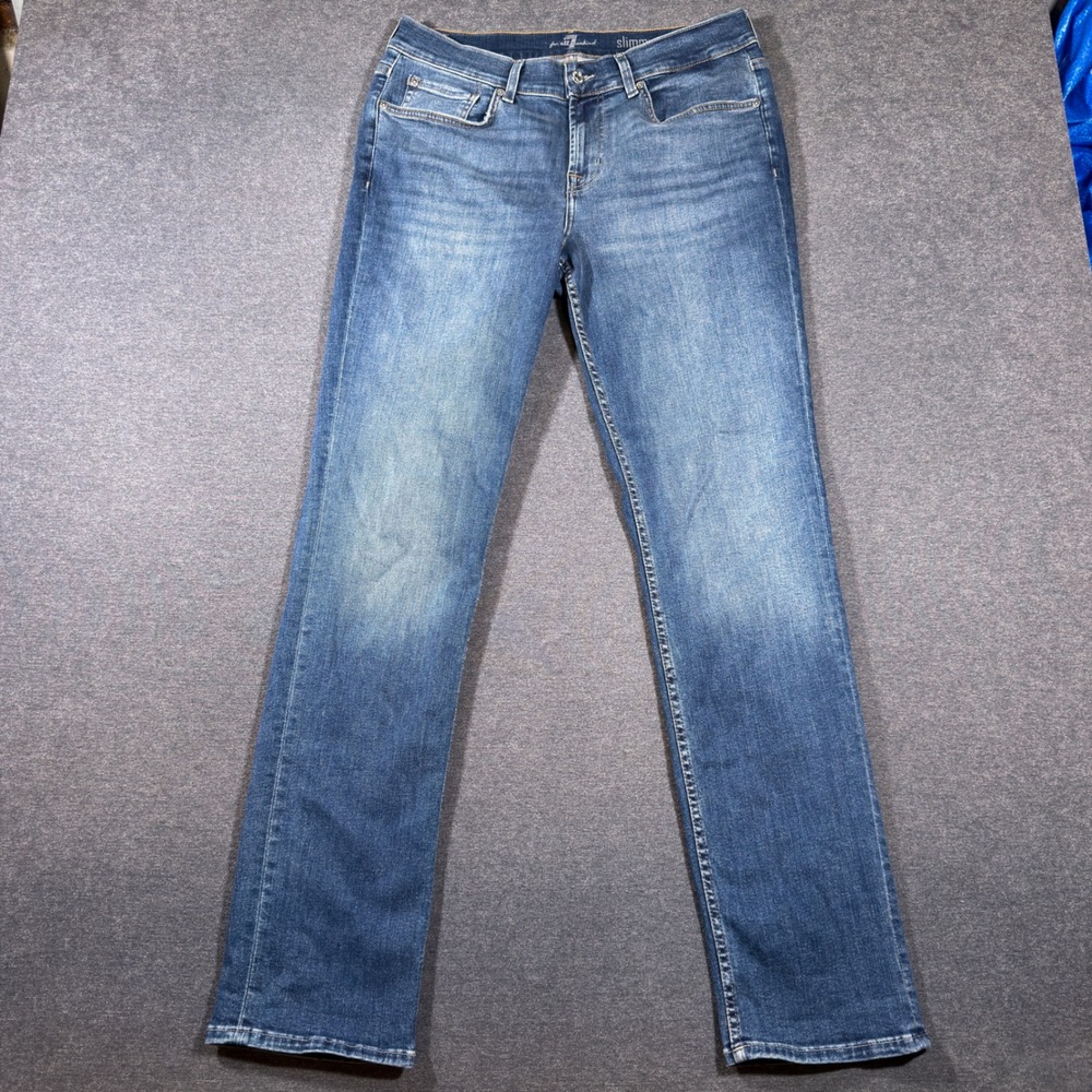7 For All Mankind Slimmy Jeans Mens 32x33 Blue Slim Fit Denim Stretch Pants